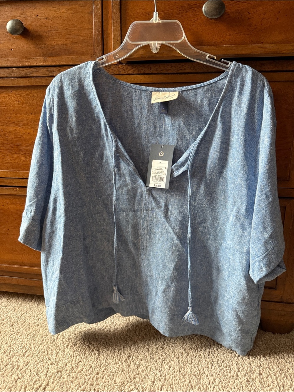 BNWT Universal Thread Blue Linen Tie-Front Tunic Top